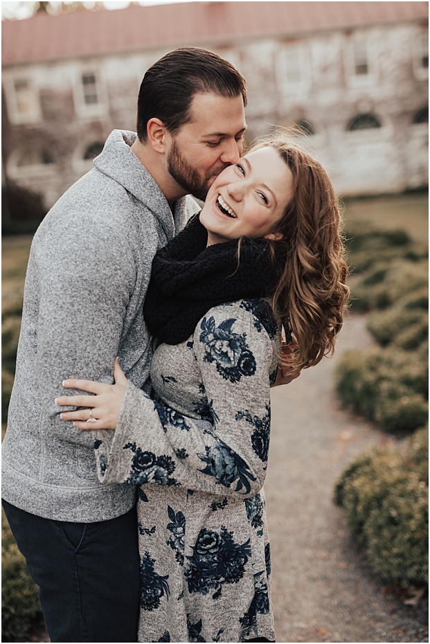Bianca laughing with Matt during their engagement photos in Boyce Virginia
