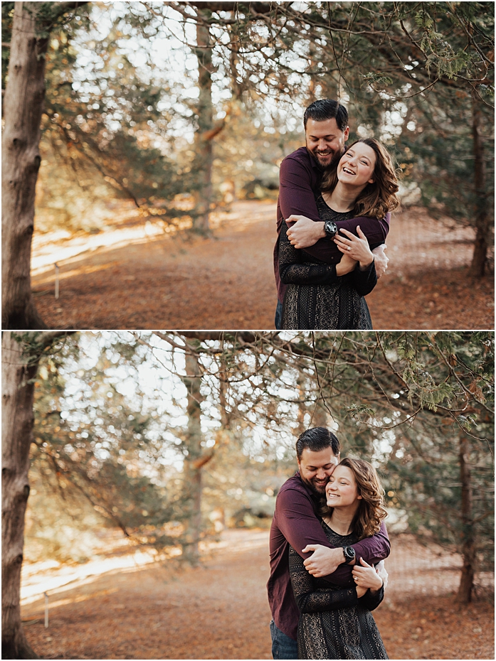Bianca and Matt embracing for their engagement session