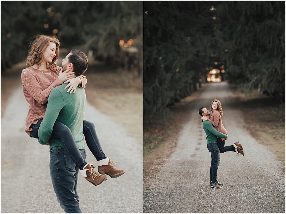 Bianca and Matt having fun twirling around for their engagement session