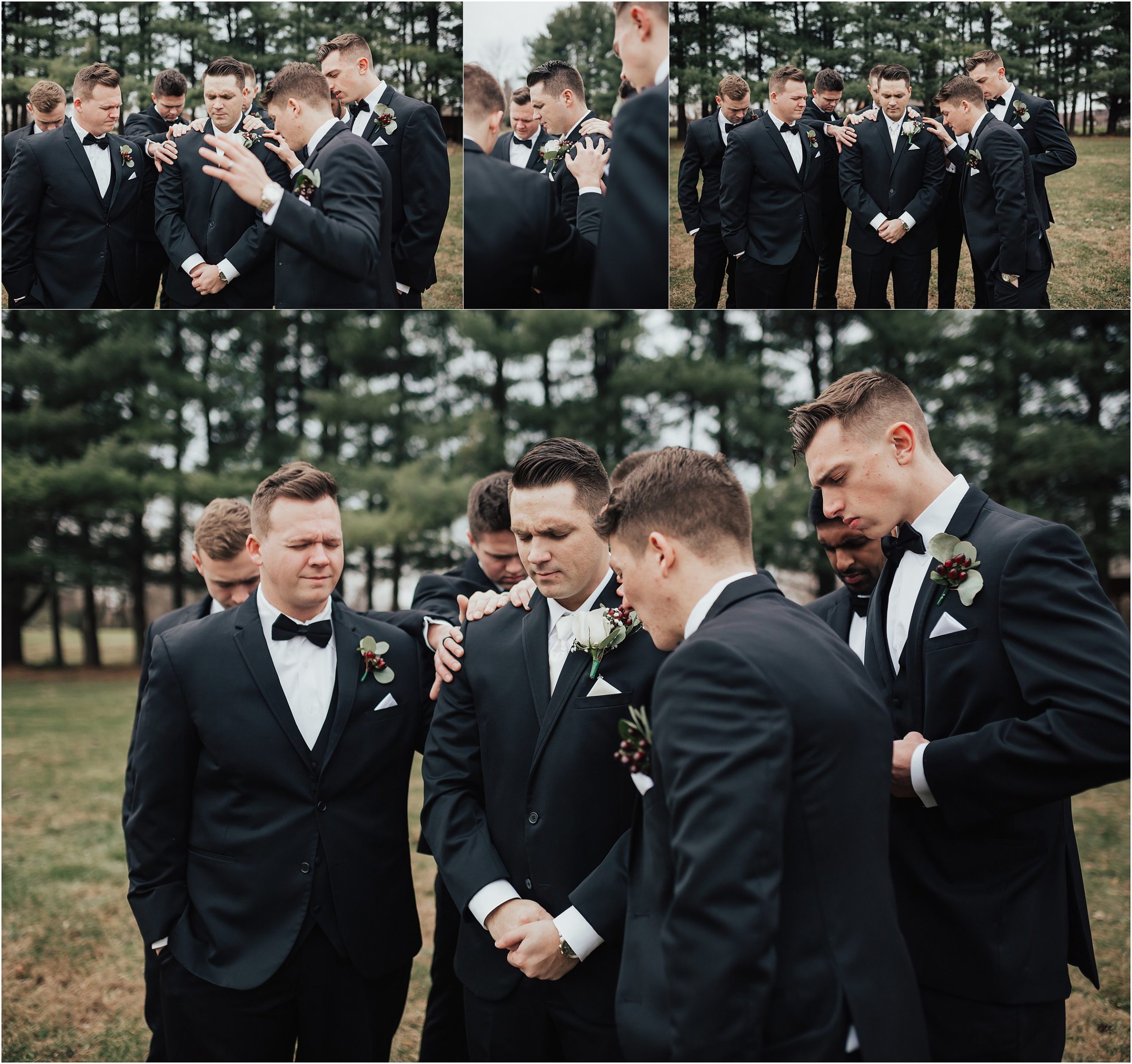 groomsmen praying