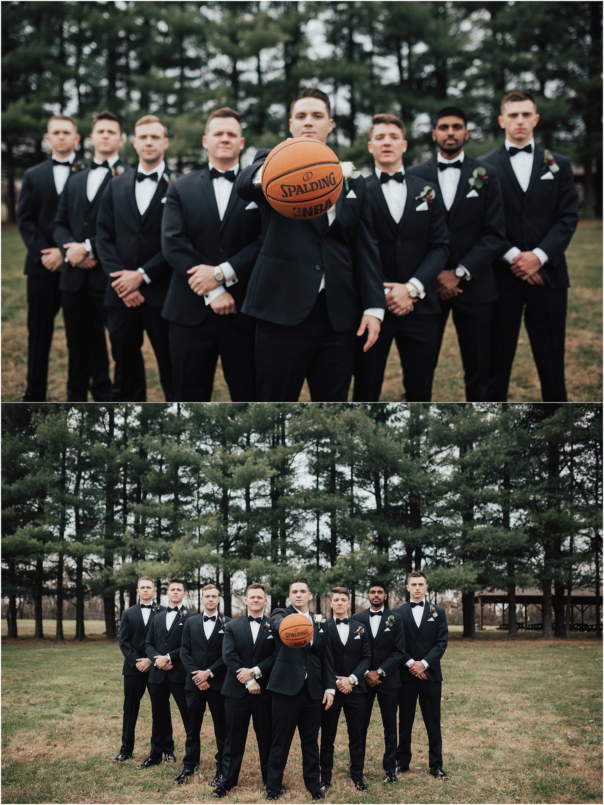groomsmen basketball pose