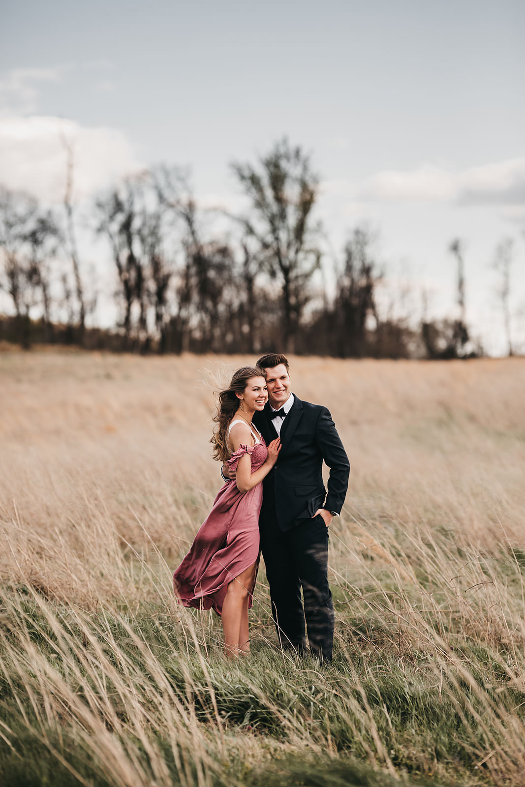 Photo of a couple on a windy day