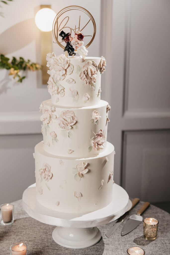 wedding cake with delicate petals
