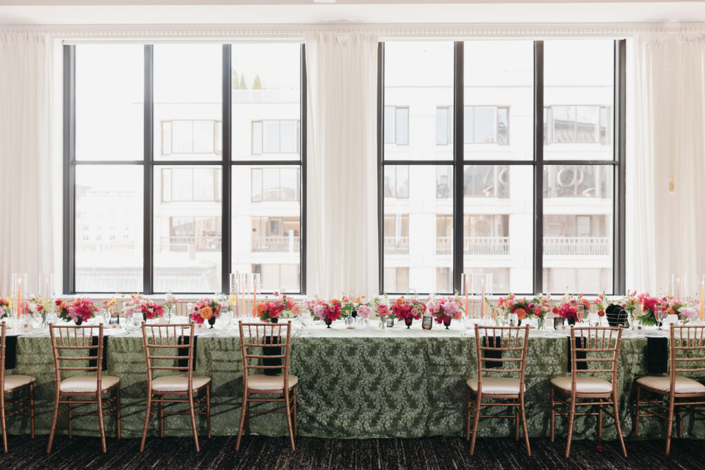 Editorial rooftop wedding at Hotel Washington with panoramic monument views and contemporary luxury styling