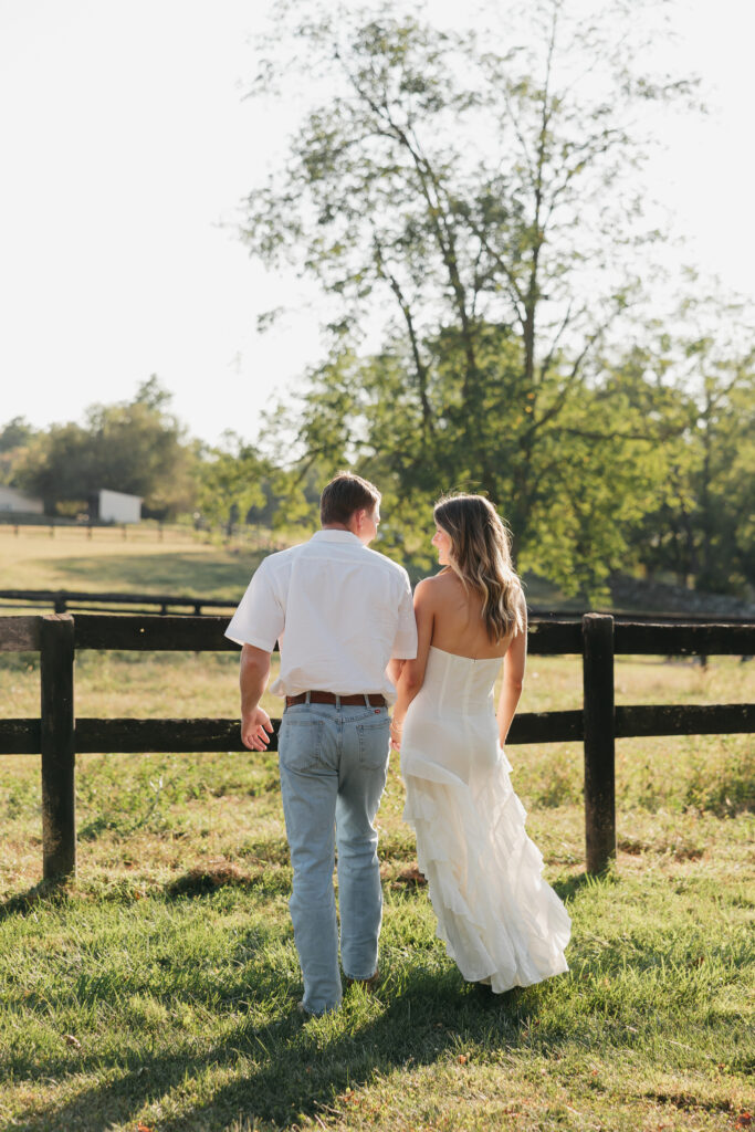 Romantic engagement photo capturing elegant western charm  in Bluemont, Virginia