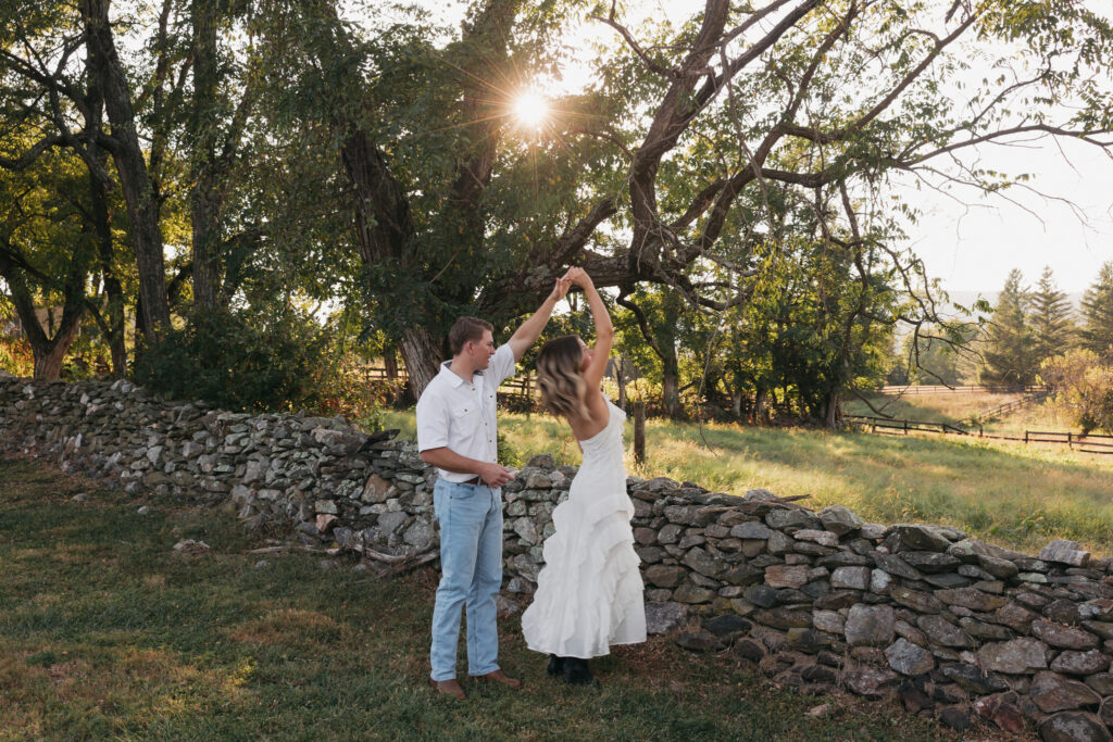 Editorial engagement photography in the Virginia countryside, blending romance, elegance, and authentic connection.