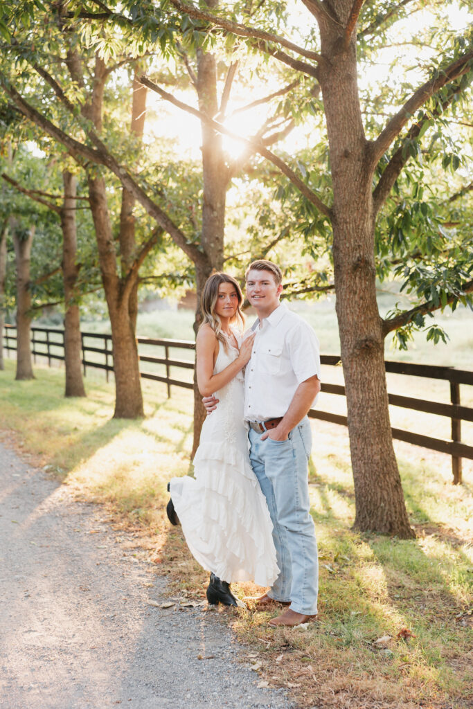 Editorial engagement photography in the Virginia countryside, blending romance, elegance, and authentic connection.