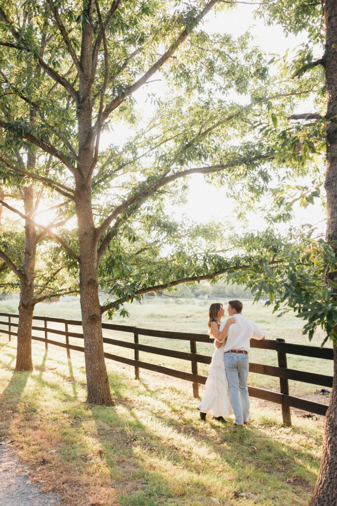 Editorial engagement photography in the Virginia countryside, blending romance, elegance, and authentic connection.