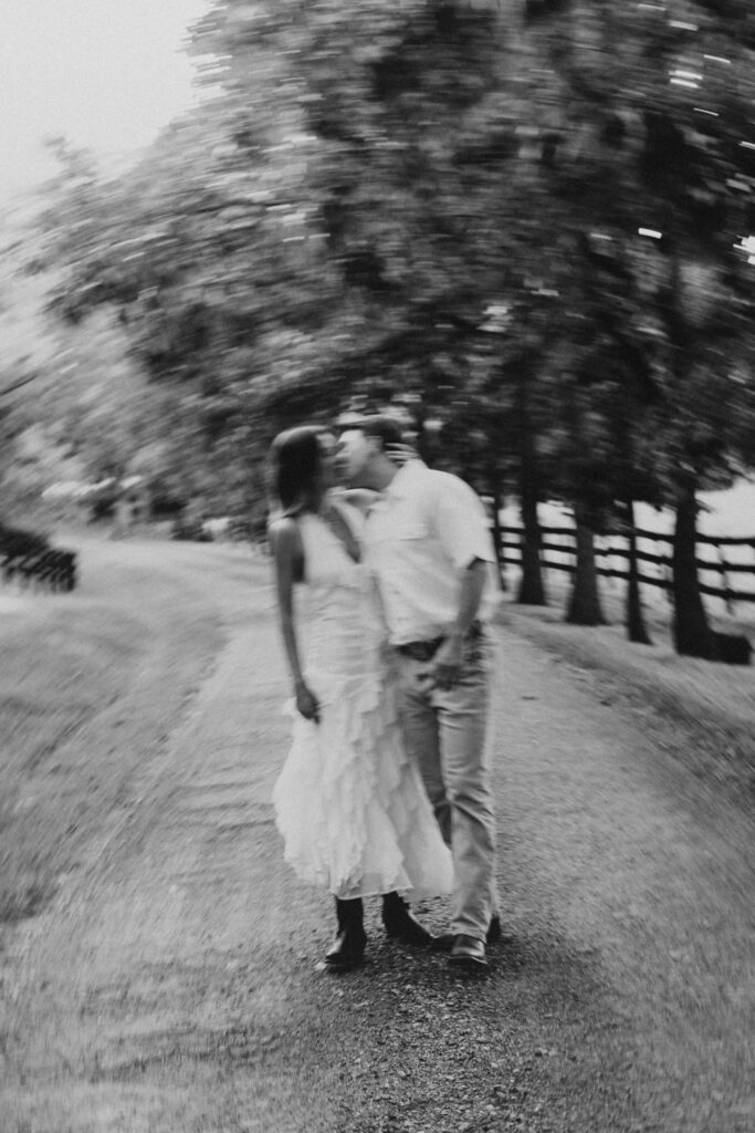 Editorial engagement photography in the Virginia countryside, blending romance, elegance, and authentic connection.
