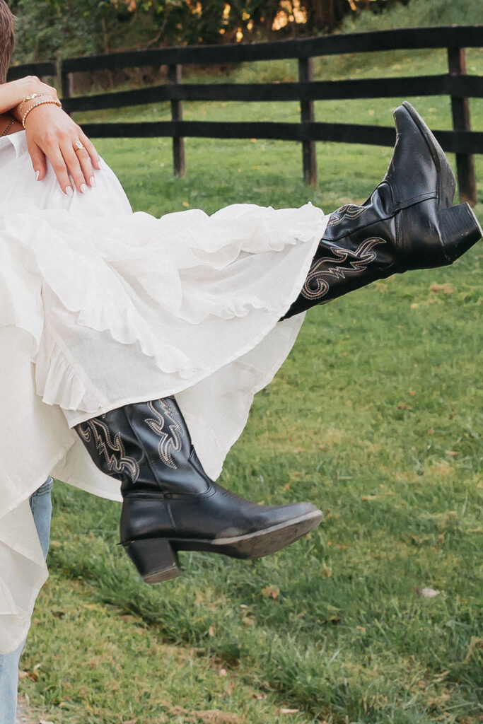 Editorial engagement photography in the Virginia countryside, blending romance, elegance, and authentic connection.