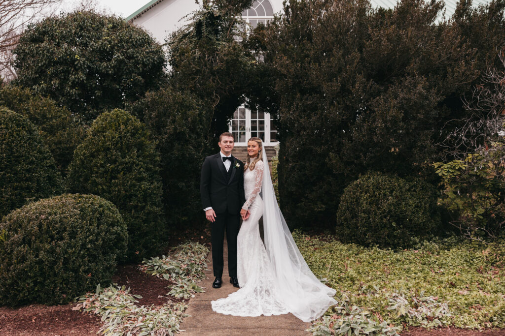 Bride and groom winter portraits at Raspberry Plain Manor wedding in Leesburg, Virginia
