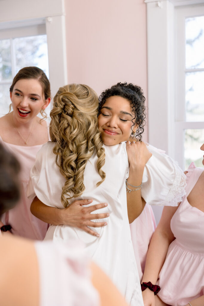 bridesmaids portrait at Raspberry Plain Manor during a winter wedding in Leesburg Virginia