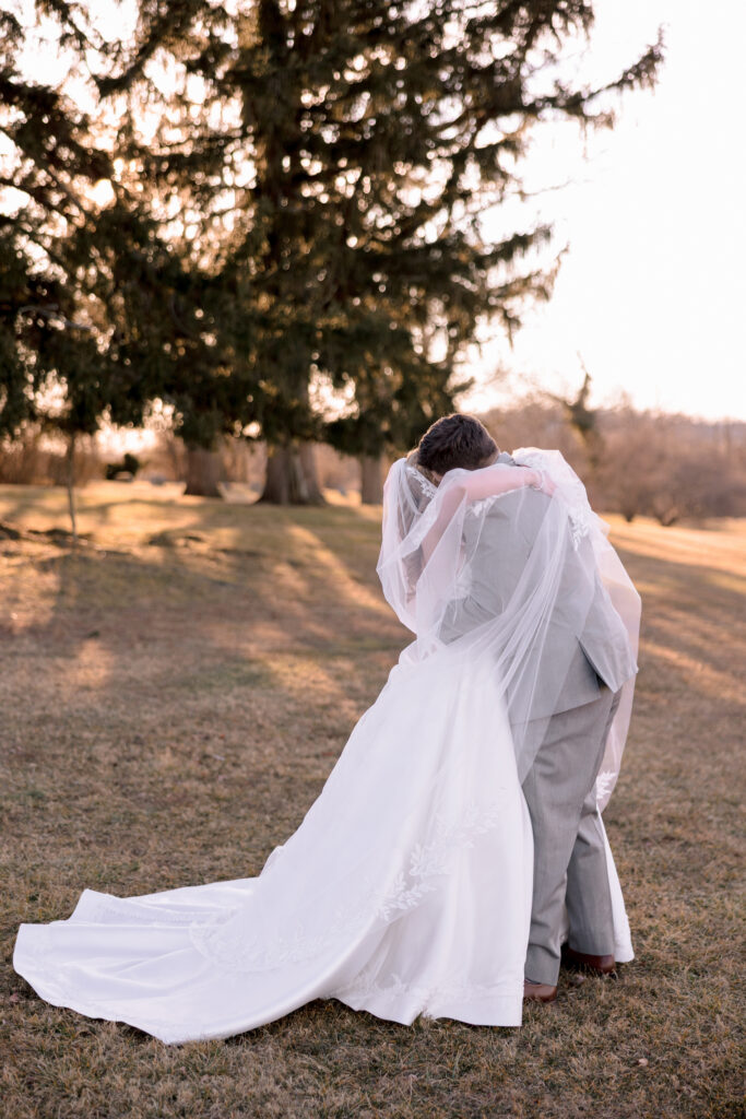 Romantic winter wedding portraits at Raspberry Plain Manor in Leesburg VA