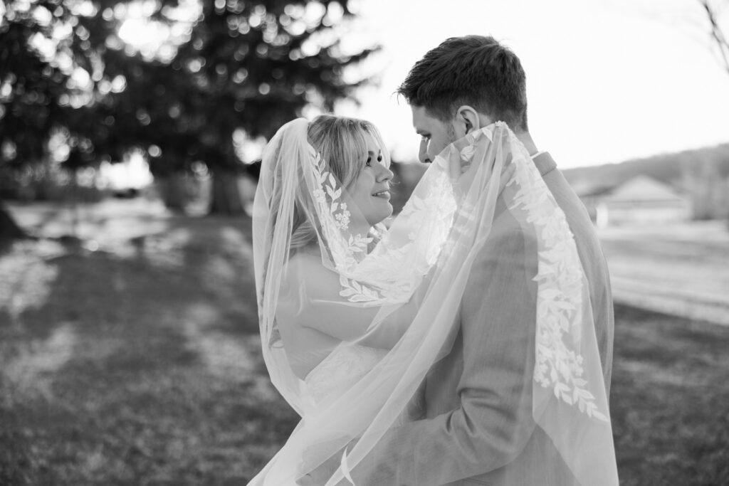 Romantic winter wedding portraits at Raspberry Plain Manor in Leesburg VA