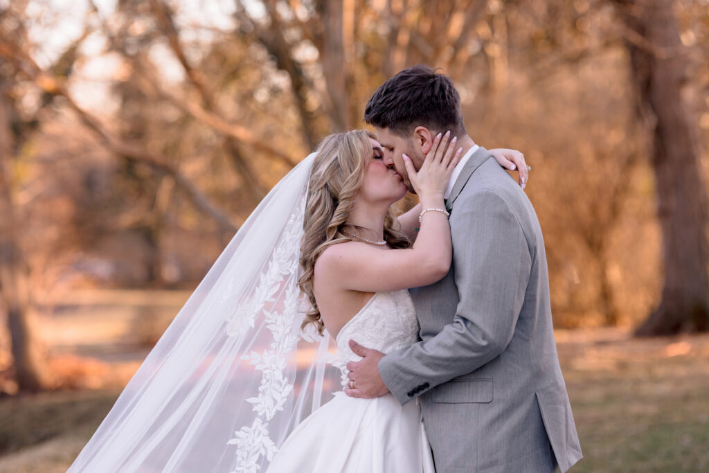 Romantic winter wedding portraits at Raspberry Plain Manor in Leesburg VA