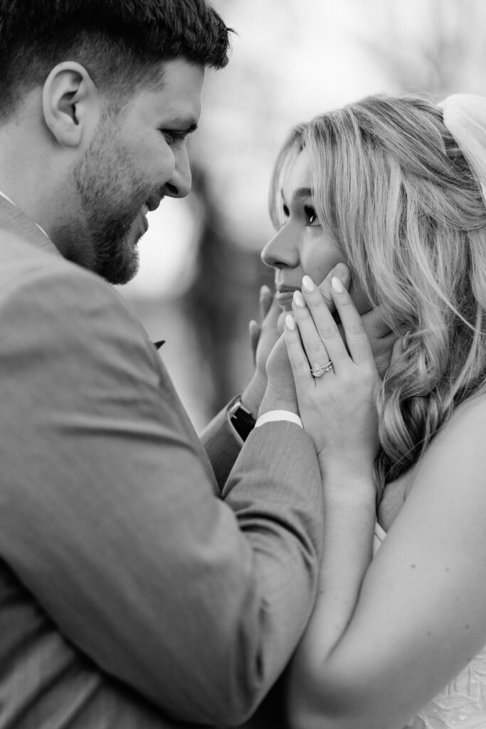 Romantic winter wedding portraits at Raspberry Plain Manor in Leesburg VA