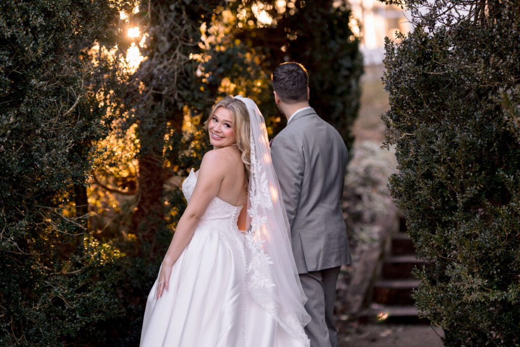 Romantic winter wedding portraits at Raspberry Plain Manor in Leesburg VA