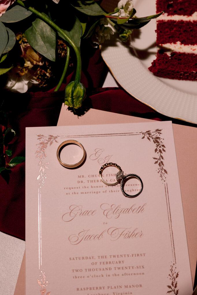 Candlelit reception details at Raspberry Plain Manor winter wedding in Virginia