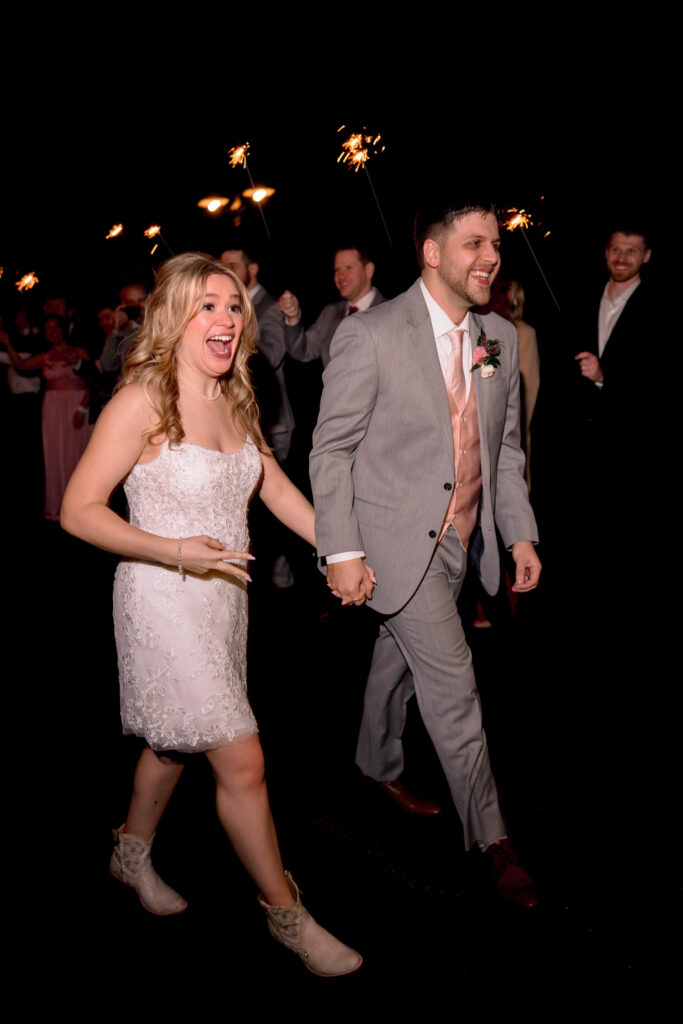 Sparkler Exit at Raspberry Plain Manor winter wedding in Virginia