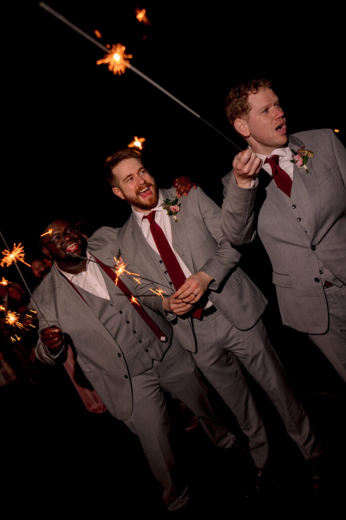 Sparkler Exit at Raspberry Plain Manor winter wedding in Virginia