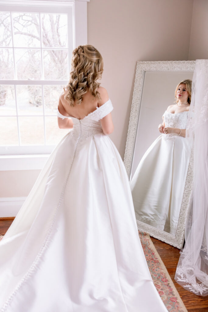 Bride Portrait Raspberry Plain Manor during a winter wedding in Leesburg Virginia
