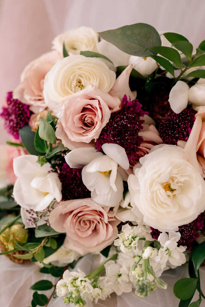 bouquet at Raspberry Plain Manor during a winter wedding in Leesburg Virginia