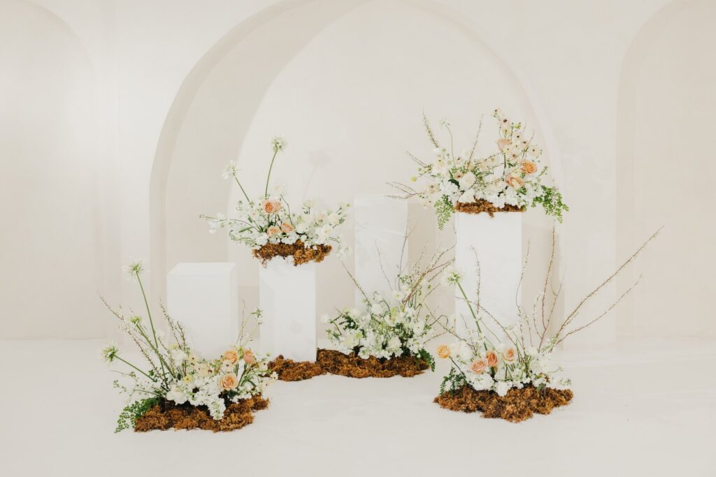 elegant Washington DC wedding ceremony floral installation