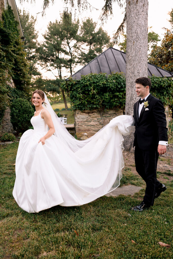 Bride and groom portraits at Tranquility Farm wedding venue