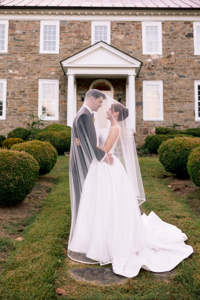 Bride and groom portraits at Tranquility Farm wedding venue