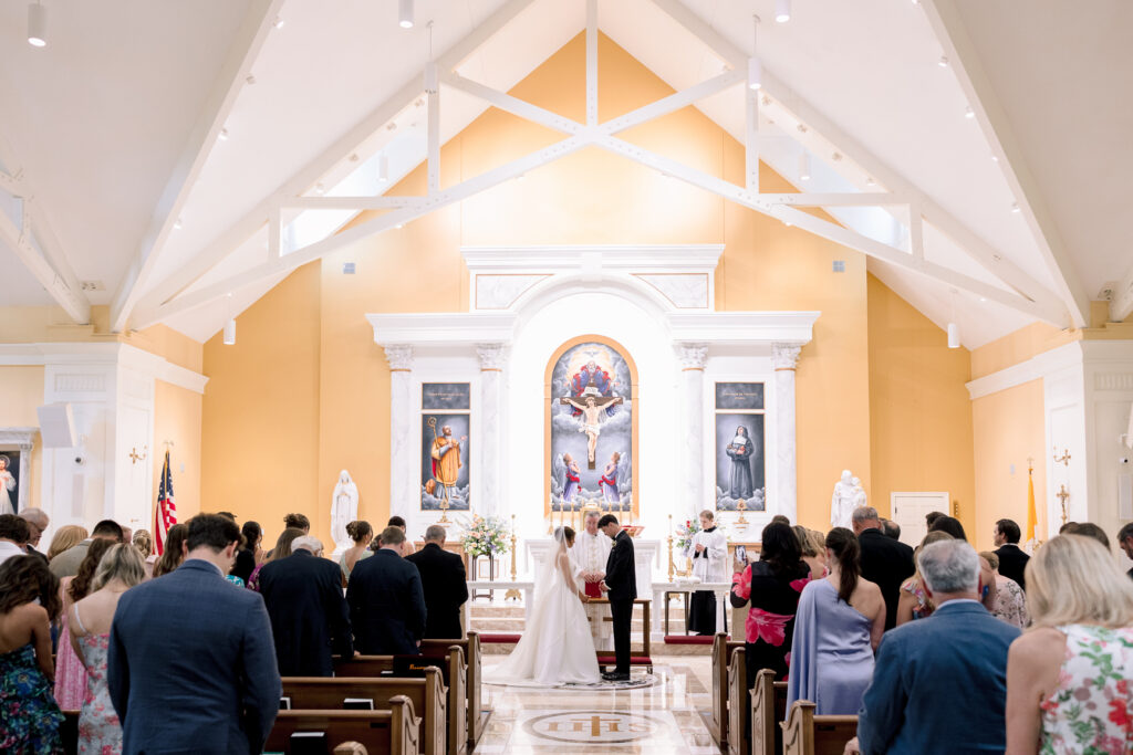 Catholic wedding ceremony at St. Francis de Sales Church in Purcellville Virginia